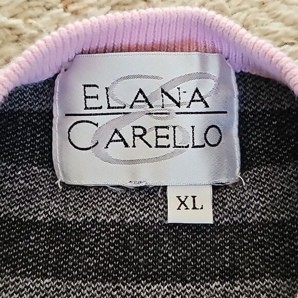 Vtg Elana Carello Sweater Striped Jumper Pink Hearts Kawaii Cute Goth 90s - Picture 6 of 14